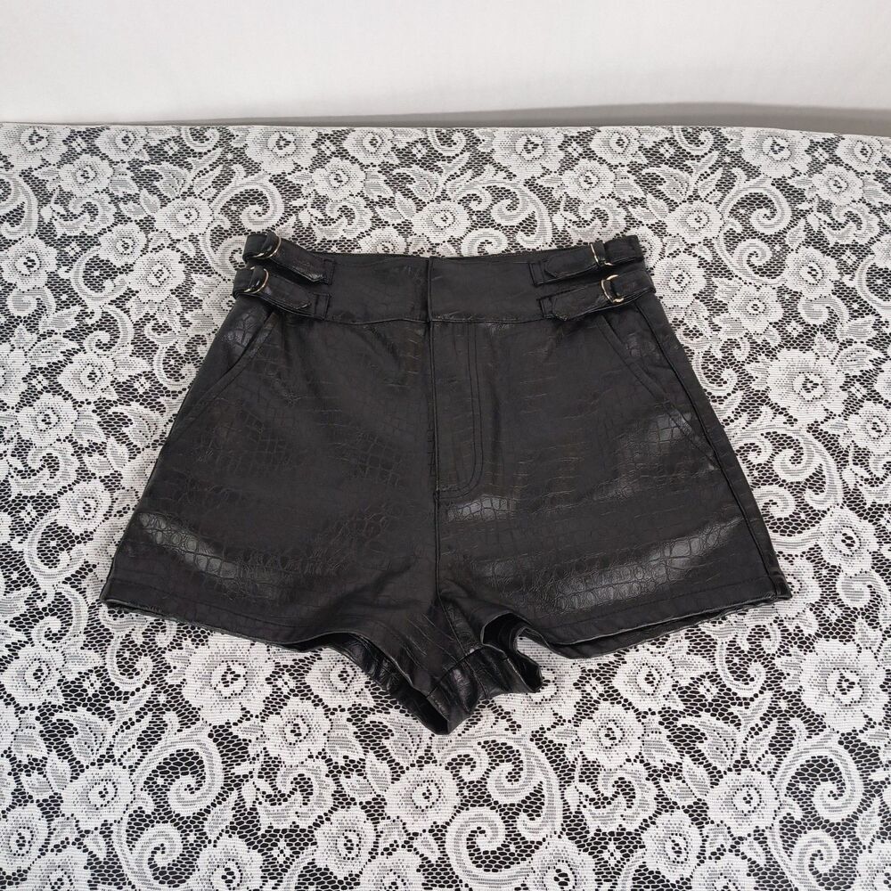 Faux Leather Shorts w/ Pockets and Cinches
